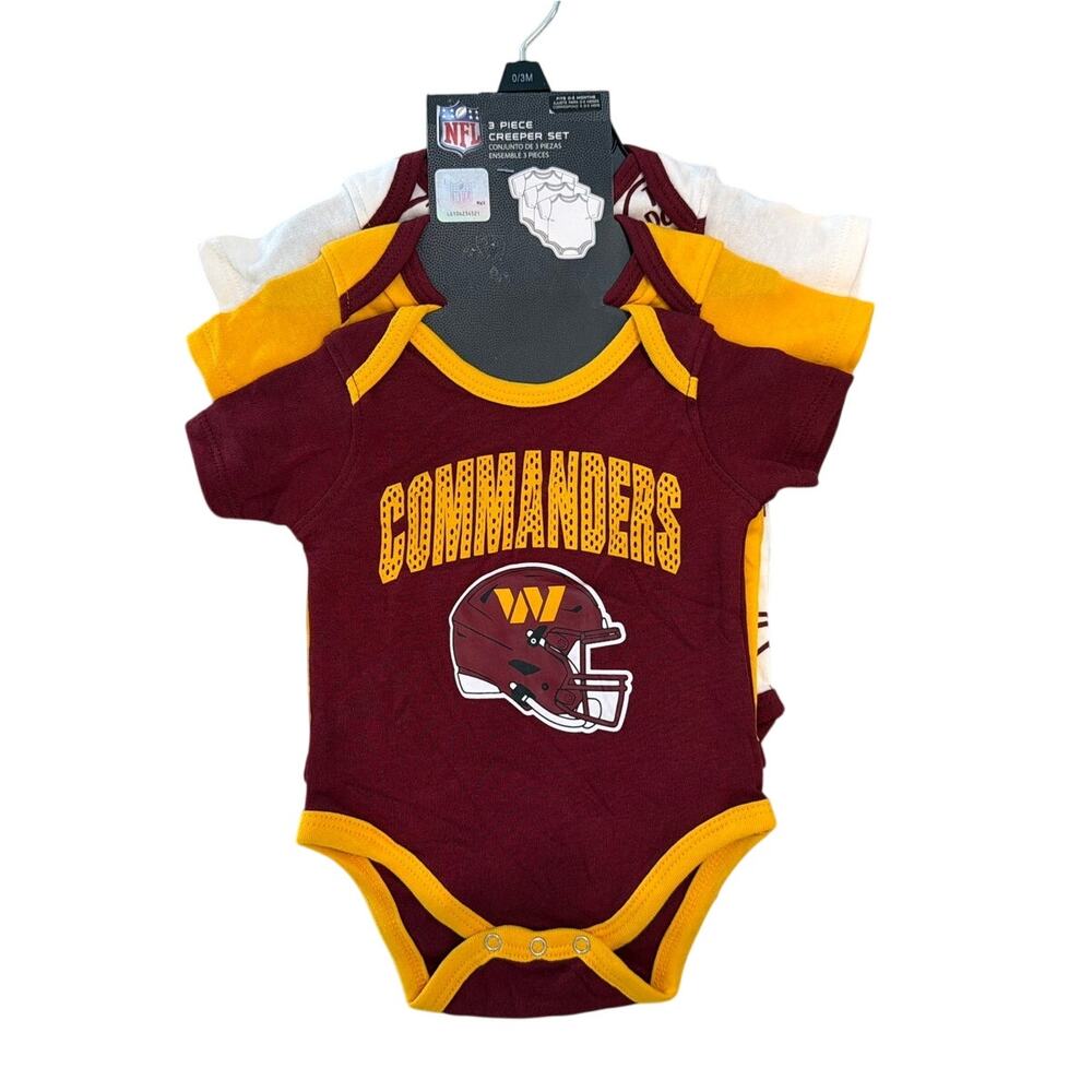 NWT NFL Washington Commanders 3-Piece Bodysuit Set, 0–3 Months